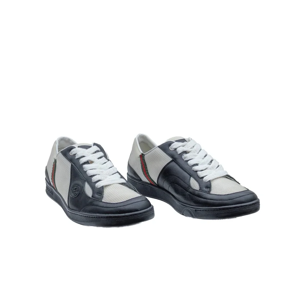 Gucci‎ Vintage Low-Top Sneakers – Web Stripe – Leather & Mesh - Size US 9/ EU 41